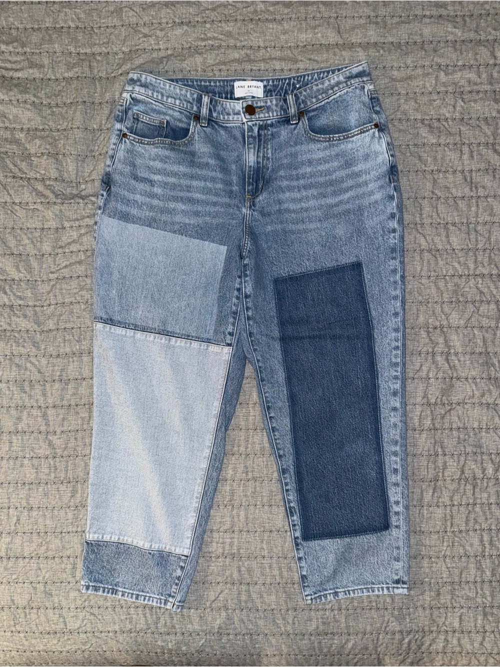 Lane Bryant Women's Size 14 Blue Patchwork High Rise Crop Jeans